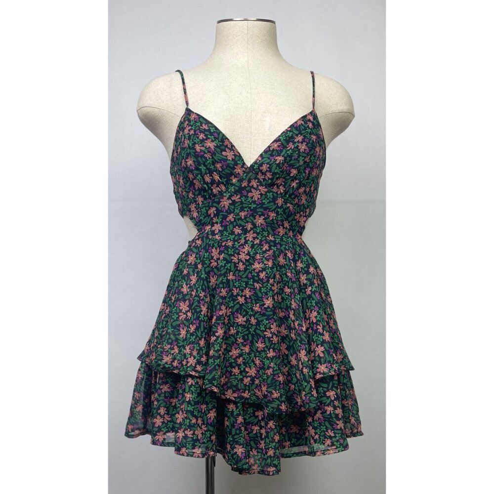 Floral Romper Shorts Womens Size XS Mahina Hawaii Floral Print Chiffon Backless - Picture 6 of 12